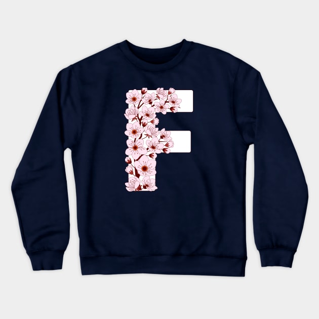 Colorful capital letter F patterned with sakura twig Crewneck Sweatshirt by Alina